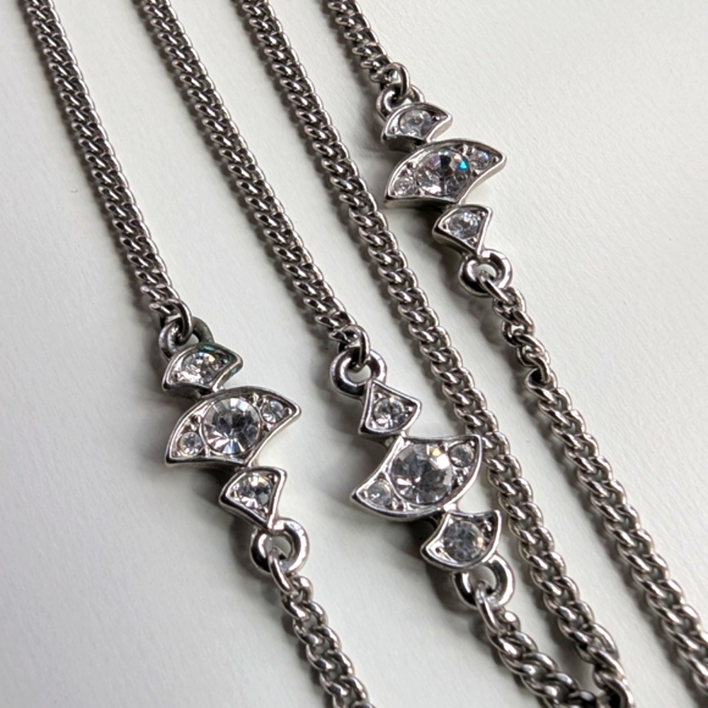 Givenchy Silver Crystal Embellished Necklace